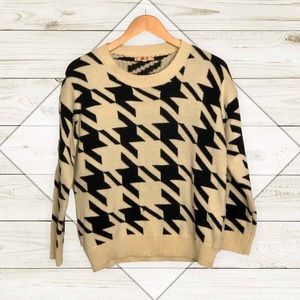 36 point 5 Oversized Houndstooth Print Sweater